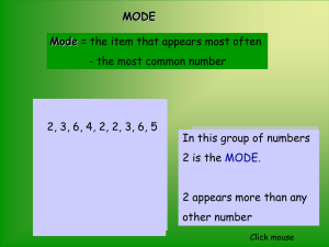 Mode, Median and Mean