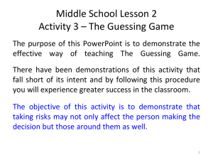 Middle School Lesson 2 Guessing Game 10-10-14