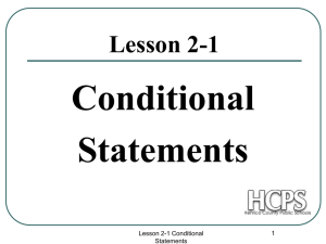 Conditional Statements and Symbolic Logic