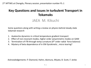 Key Questions and Issues in turbulent Transport in Tokamaks