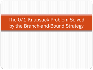 The 0/1 Knapsack Problem Solved by the Branch-and