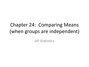 Chapter 24: Comparing Means (when groups are