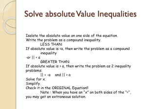 Solve absolute Value Inequalities