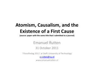 Atomism, Causalism, and the Existence of a First Cause