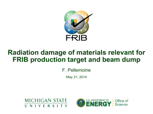 Radiation damage of materials relevant for FRIB
