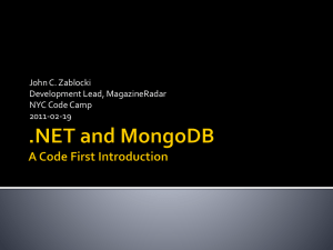 .NET and MongoDB A Code First Introduction