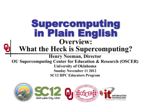 Supercomputing in Plain English: Overview