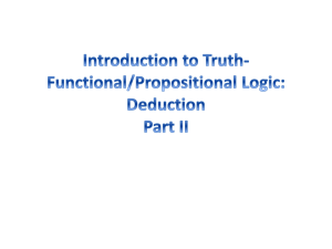 Introduction to Truth-Functional/Propositional Logic: Deduction Part II