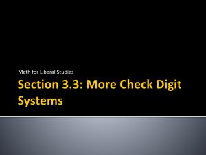Section 3.3: More Check Digit Systems