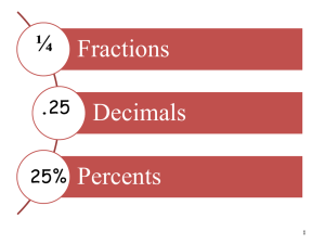 PPT Fractions, Decimals, & Percents
