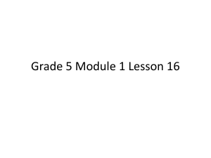 Grade 5 Module 1 Lesson 16