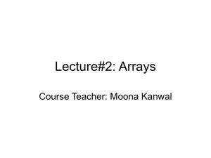 Lecture#2: Arrays - 3rd Semester Notes