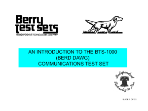Training Overview for the BTS1000