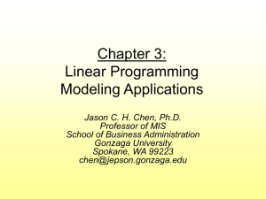 Chapter 3: Linear Programming Modeling Applications