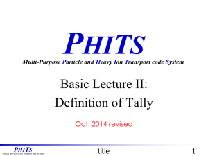 Basic Lecture (II): Definition of Tally