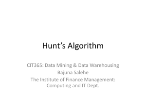 Hunt`s Algorithm - The Institute of Finance Management