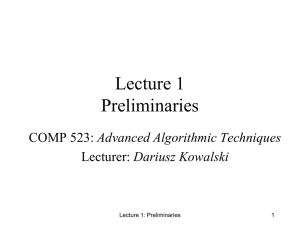 Lecture 1 Preliminaries