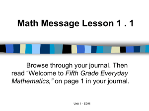 Math Message Lesson 1 . I - Franklin Elementary School