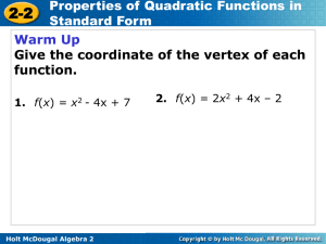 Graphing Quadratic Functions in Standard Form