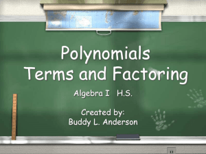 Polynomials: Terms & Factoring
