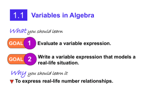 1.1: Variables in Algebra
