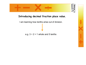 Introducing decimal fraction place value