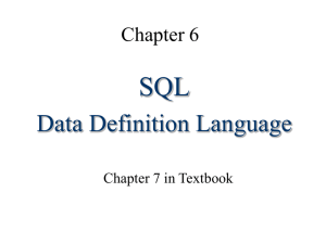 SQL: Data Definition Language