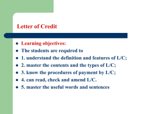 Letter of Credit Learning objectives