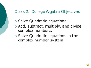Class 2: Objectives