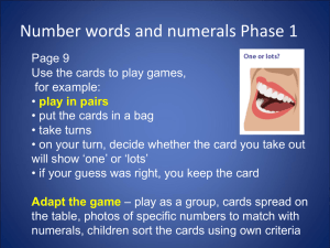 slides for Numbers and patterns games