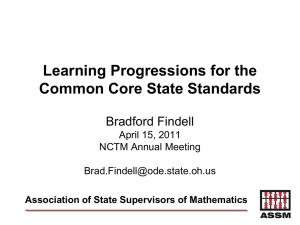 Learning Progressions and the Common Core State Standards
