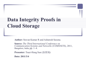 Data outsourcing to cloud storage server