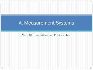 Unit A - Measurement Systems