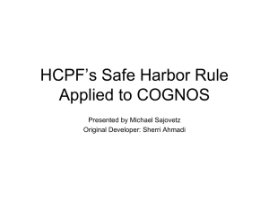 Safe Harbor Rule in COGNOS