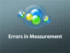 Errors in Measurement