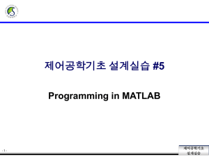 제어공학기초 설계실습 #5 Programming in MATLAB