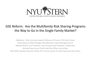 GSE Reform: Are the Multifamily Risk Sharing Programs