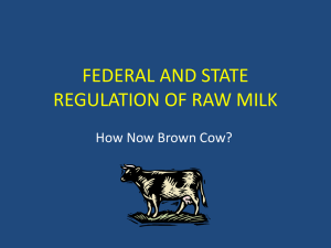 federal and state regulation of raw milk