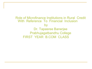 Role of Microfinance Institutions in Rural Credit With