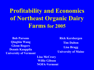 Profitability and Economics of Northeast Organic Dairy Farms for
