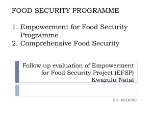 Food Security Presentation to PCA - The KwaZulu