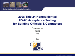 Acceptance Tests - Western HVAC Performance Alliance