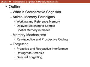 Comparative Cognition 1: Memory Mechanisms