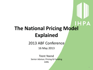 Dr Trent Yeend, Senior Advisor, Pricing & Funding, IHPA