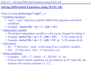 Solving Differential Equations using MATLAB