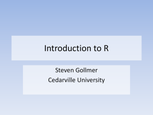 Introduction to R - Cedarville University