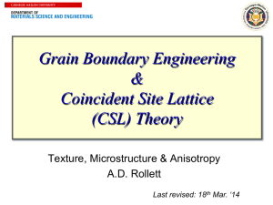 Coincident Site Lattices (CSL) and grain boundaries