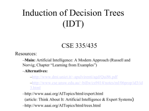 Induction and Decision Trees