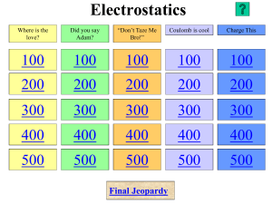 Electrostatics Jeopardy - Ms. Glinke