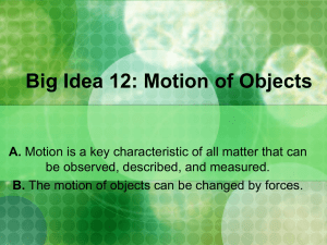 Big Idea 12 : Motion of Objects